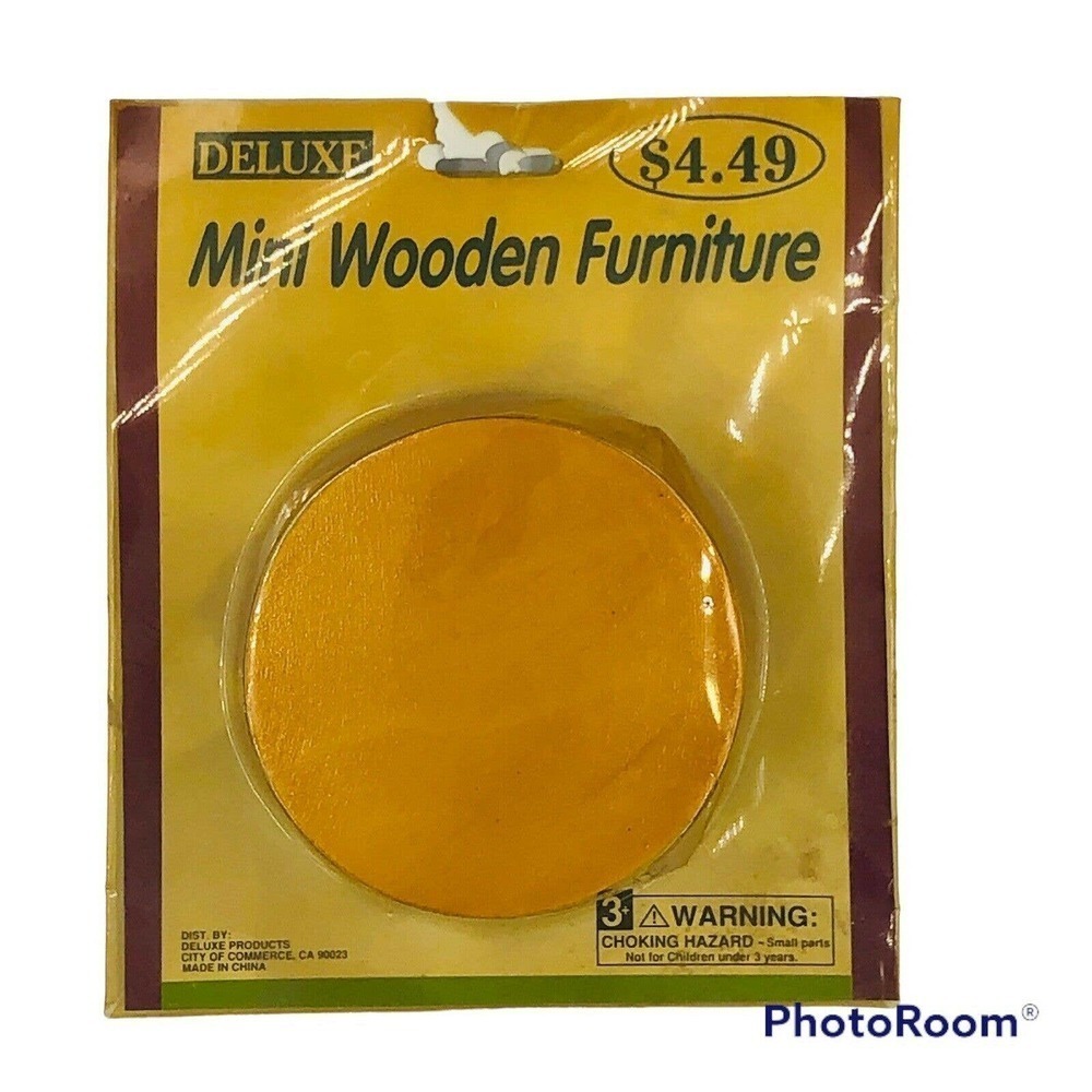 MINI DOLL HOUSE FURNITURE Wood ROUND TABLE FOR DOLL HOUSE New Old Stock New